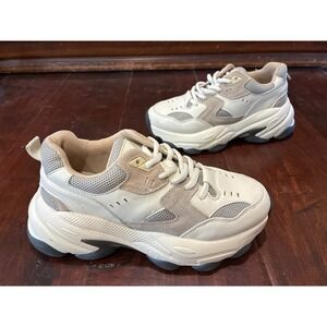 NA-KD Bubble Sole Trainers Womens Size 7.5 V02877 Cream Chunky Platform Sneakers